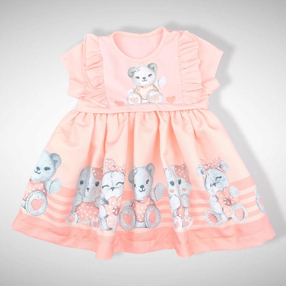 Zalmroze Zomerjurk "Teddybeer"