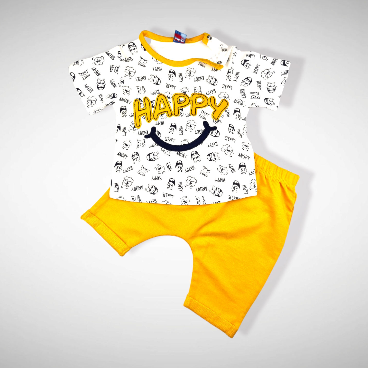 Leuke Gele Zomersetje "Happy"