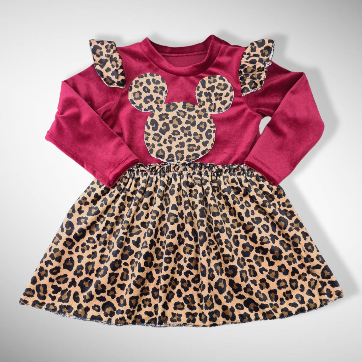 Bordeauxrode Luipaard Jurk "Minnie"