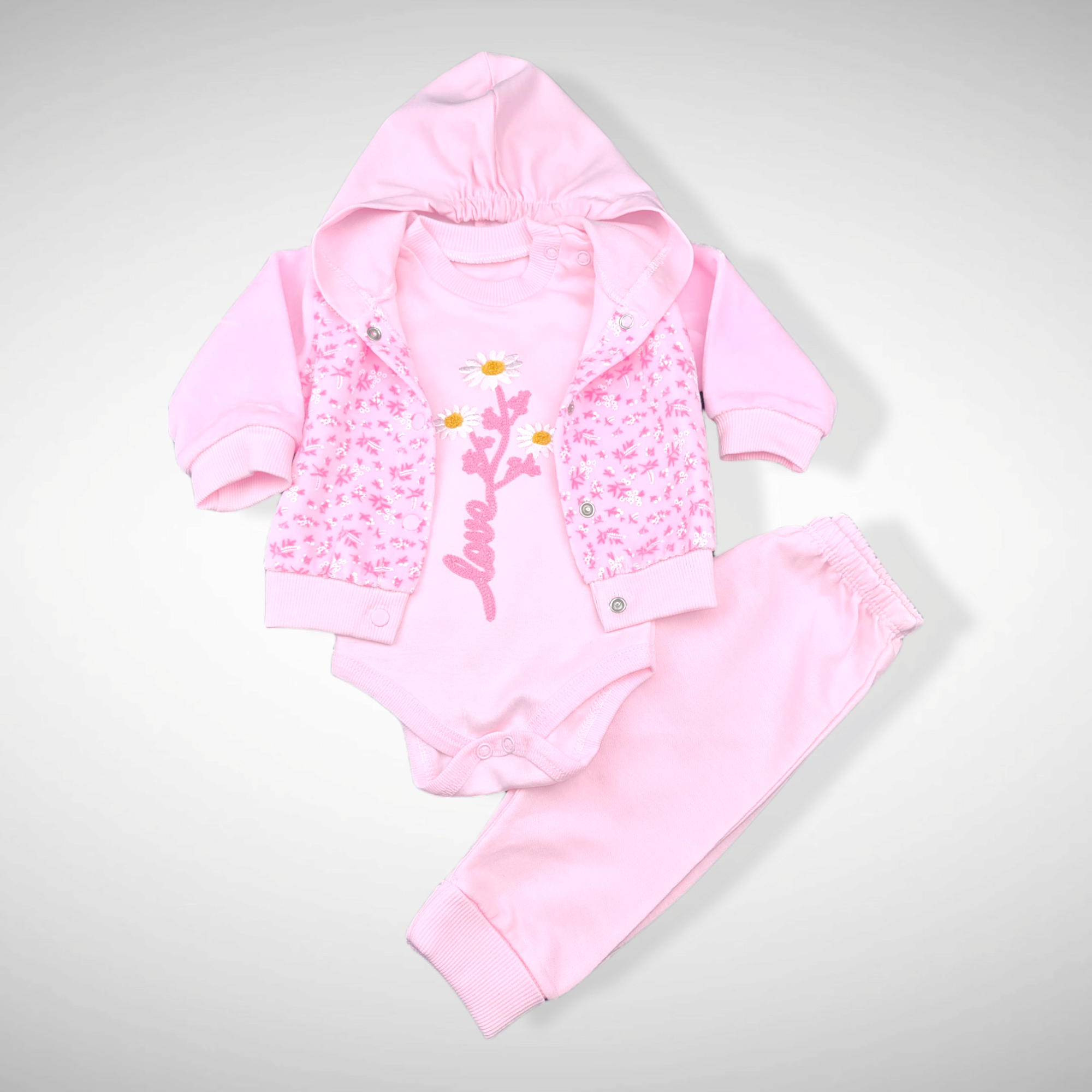 Poederroze Setje "Bloemetjes "