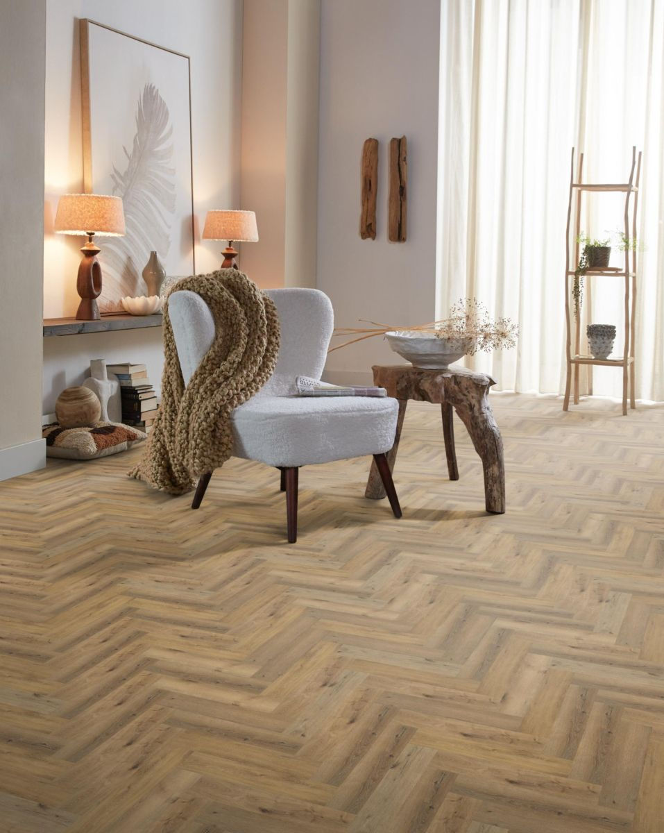 Thumbnail: Ambiant Spigato visgraat dryback dark oak PVC