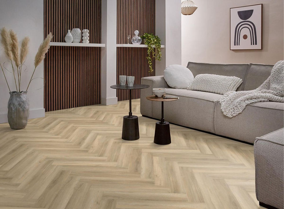 Thumbnail: Ambiant Spigato visgraat dryback beige PVC