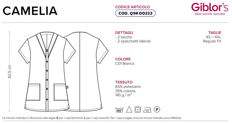 Miniatura: Casacca Camelia - 65% poliestere 35% cotone 113 g / m