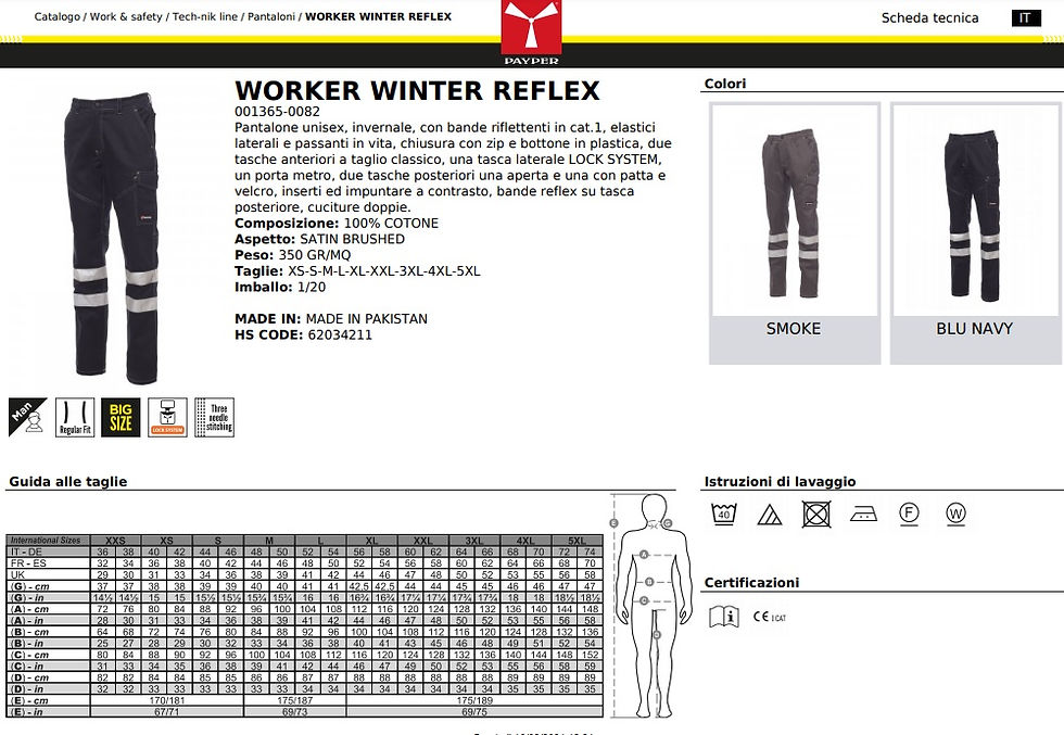 Miniatura: Pantalone unisex WORKER WINTER REFLEX -  100% cotone -  350 GR/MQ