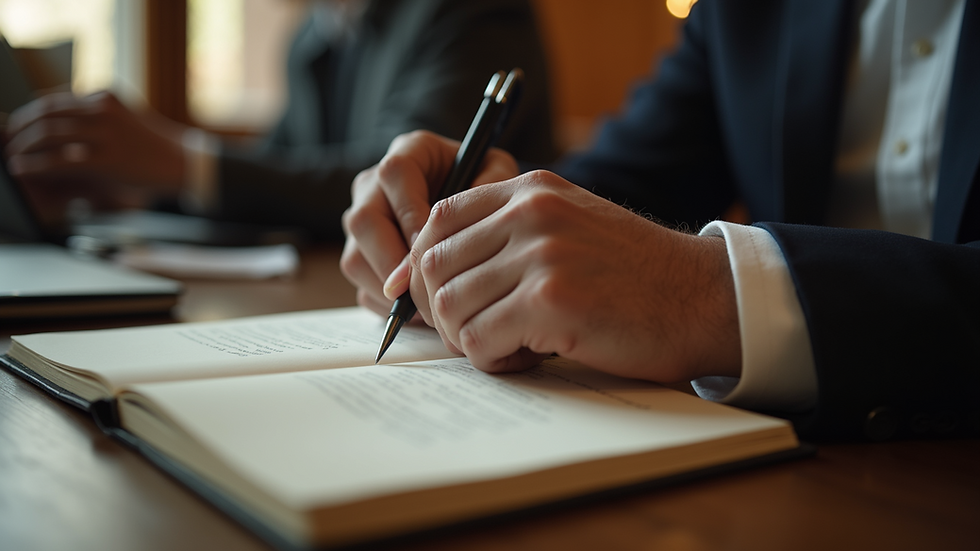 Close-up view of a musician writing lyrics in a notebook