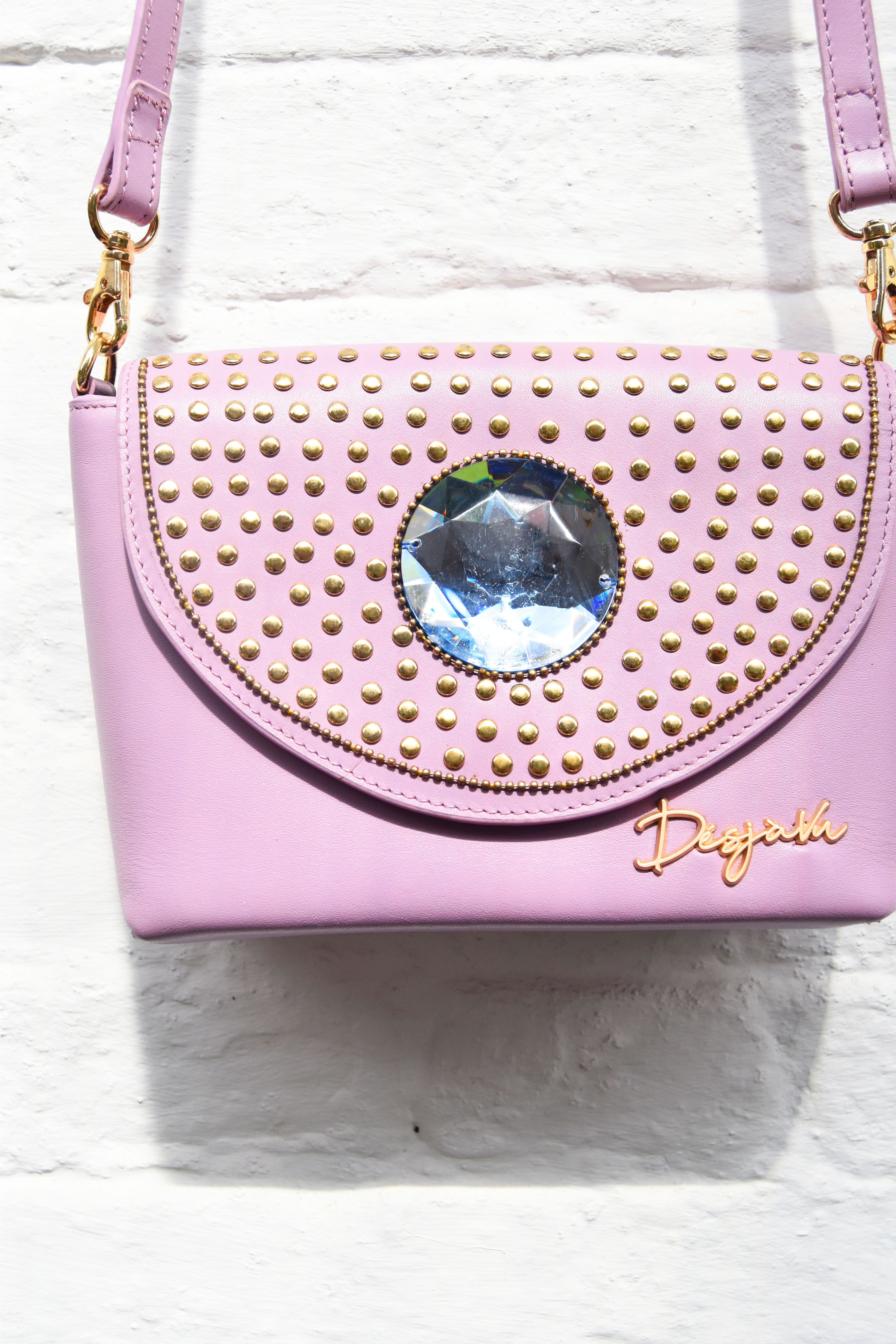 The Bling Bag - Pink with big Blue Stone Art: 0185