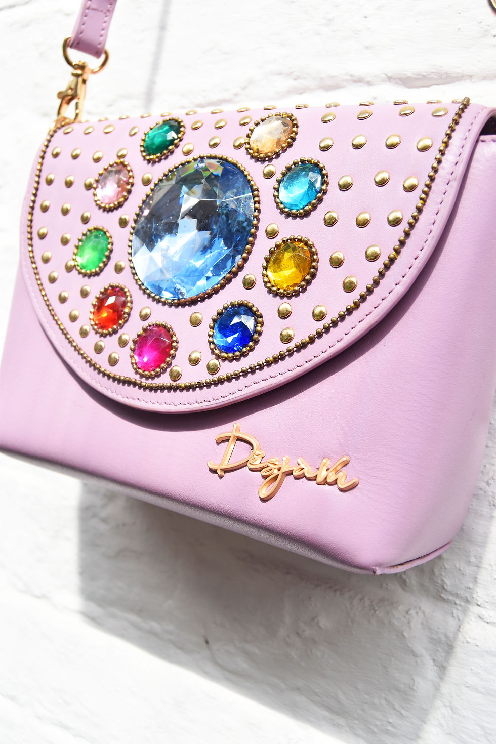 Thumbnail: The Bling Bag - Pink with Small & Big Blue Stone