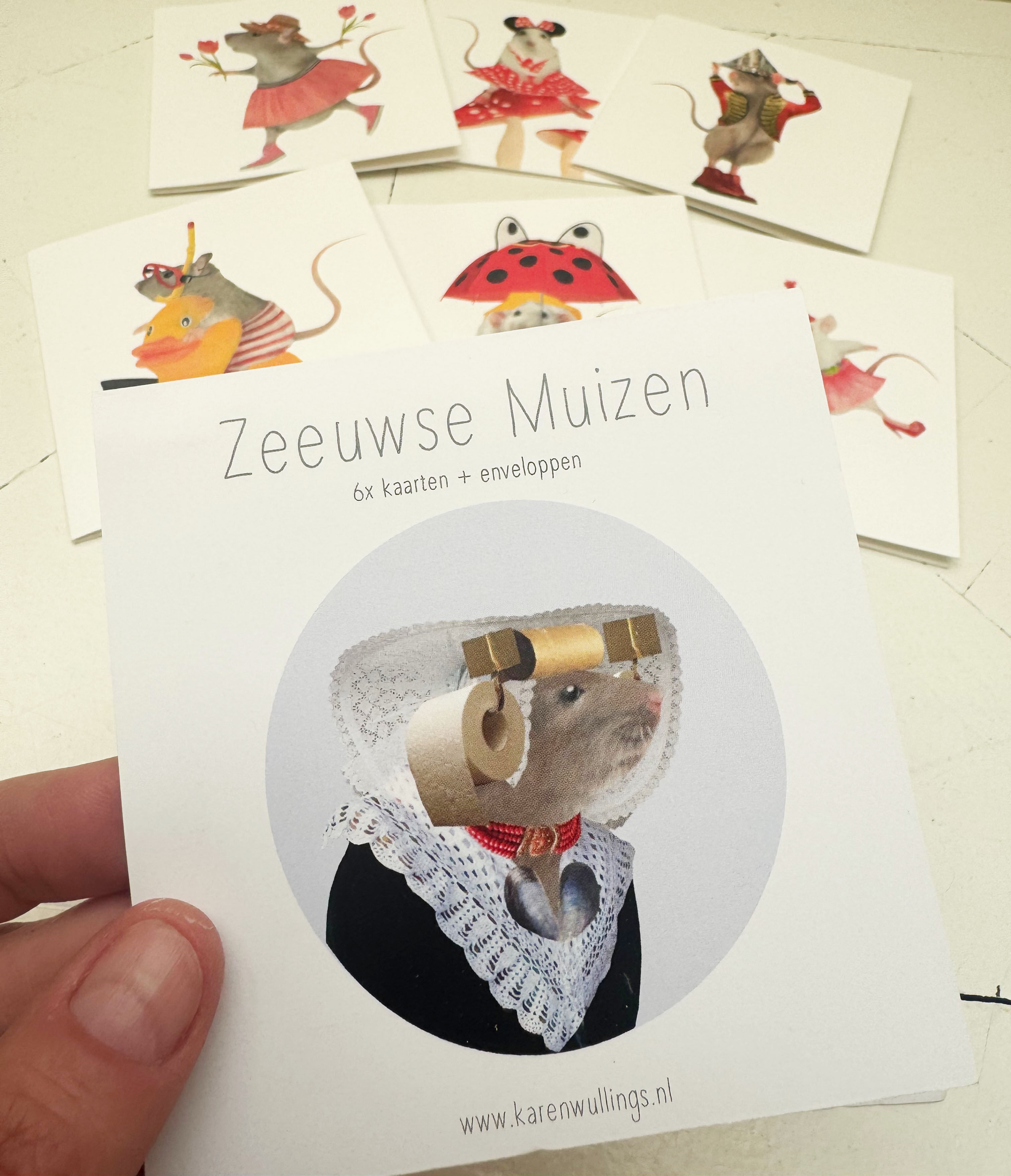 Zeeuwse muizen, set van 6 dubbele kaarten incl. envelop