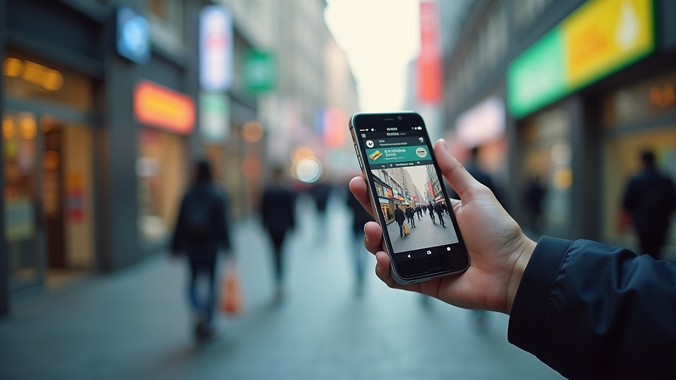 Eye-level view of a smartphone showing a Korean online marketplace