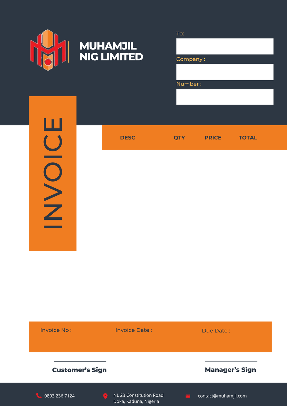 Muhamjil Invoice