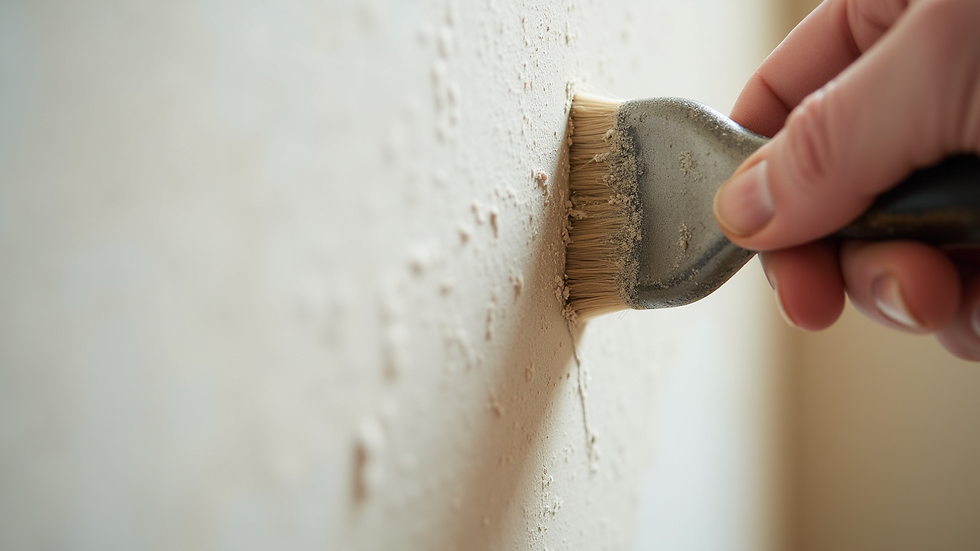 Close-up view of a smooth drywall surface being repaired