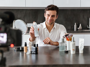 man in office presenting products
