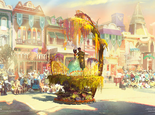 Disney themepark | Magic Happens! Parade concept art -Tiana Tweener by Gina Chang