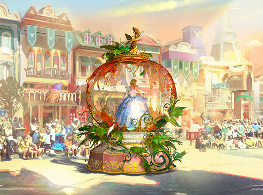 Disney themepark | Magic Happens! Parade concept art - Cinderella Tweener by Gina Chang