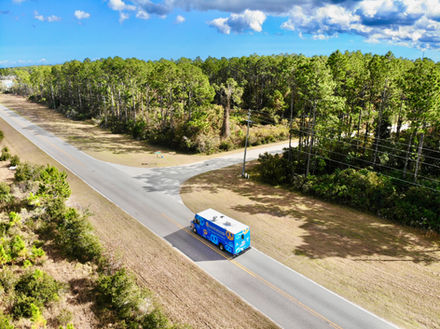 Sky-high view of Auntie Anne's food truck, showcasing the full exterior and high-quality design by Premier Food Trucks.