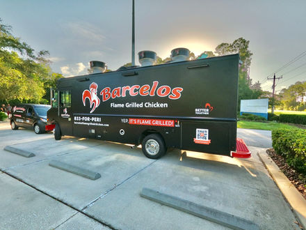 Driver-side view of Barcelos USA food truck in Nashville, Tennessee, expertly crafted by custom food truck builders.