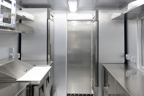 True fridge and freezer installed in Premier Food Trucks custom food truck