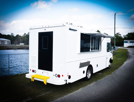 Rear view of the Retail Sports Marketing truck built by Premier Food Trucks in Charlotte, NC, offering powerful generators. Perfect for businesses looking to buy food trucks.