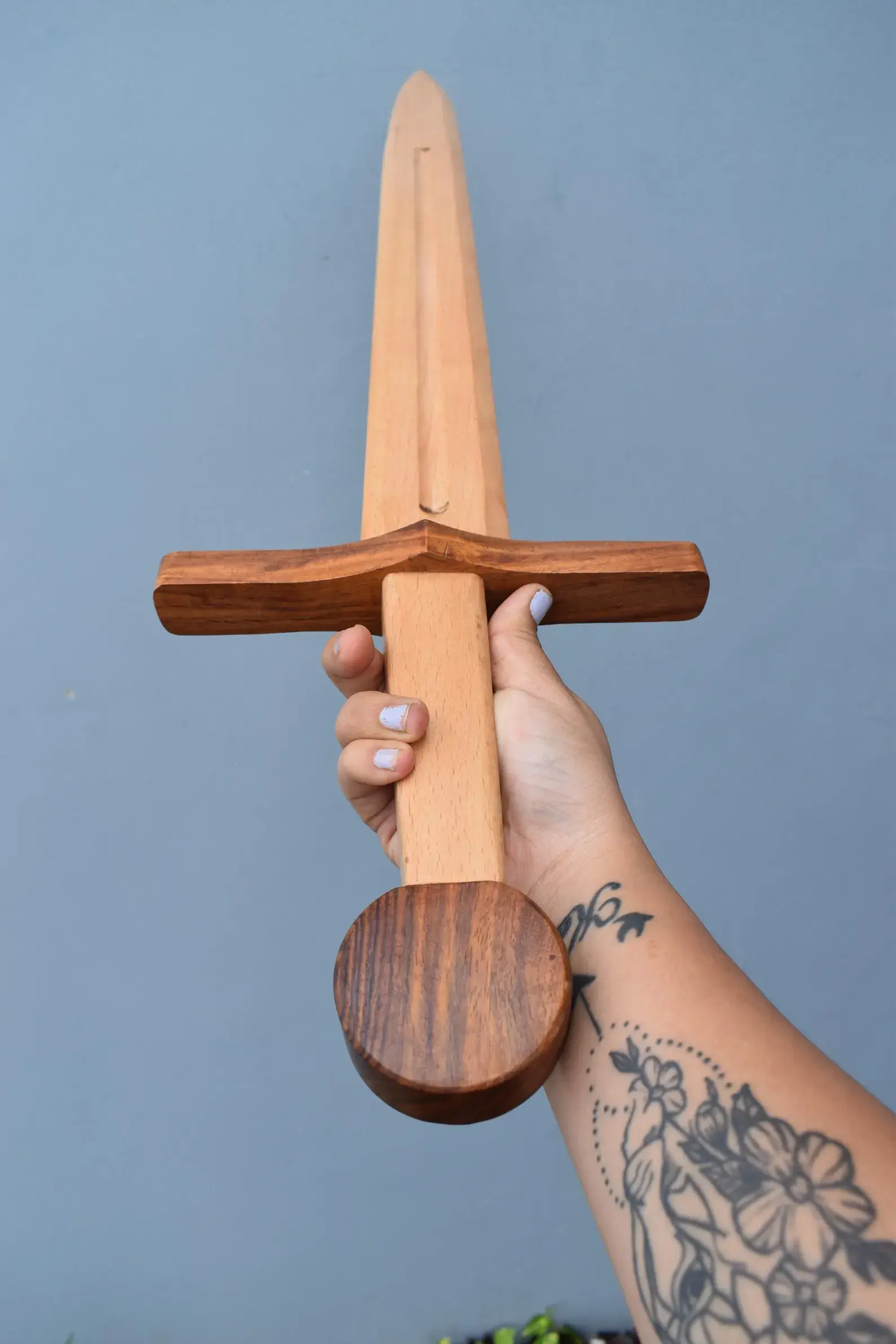 Handcrafted Wooden Knight Sword – Medieval Pretend Play Toy – Wooden Costume Acc