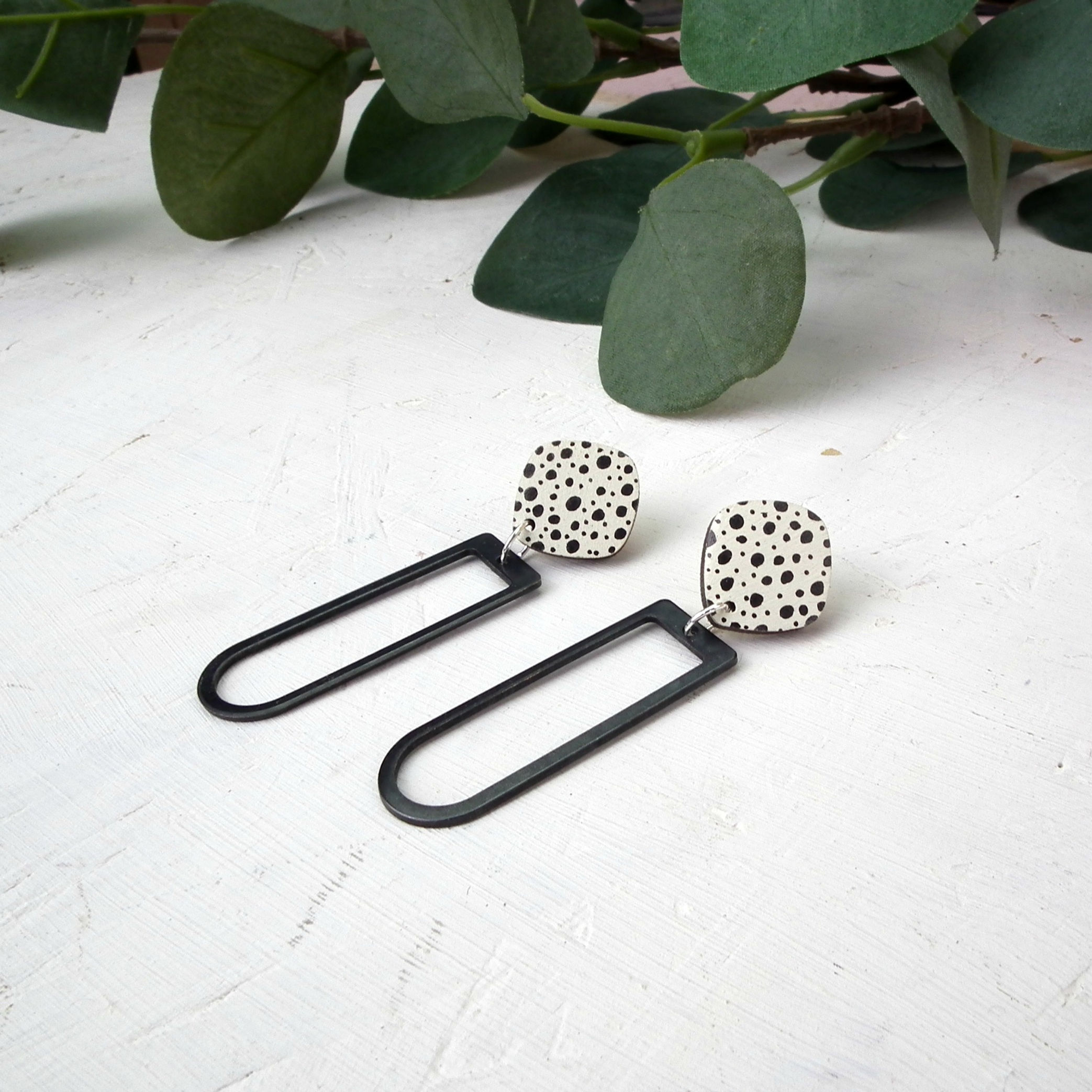 Deco Brass Drop Earrings