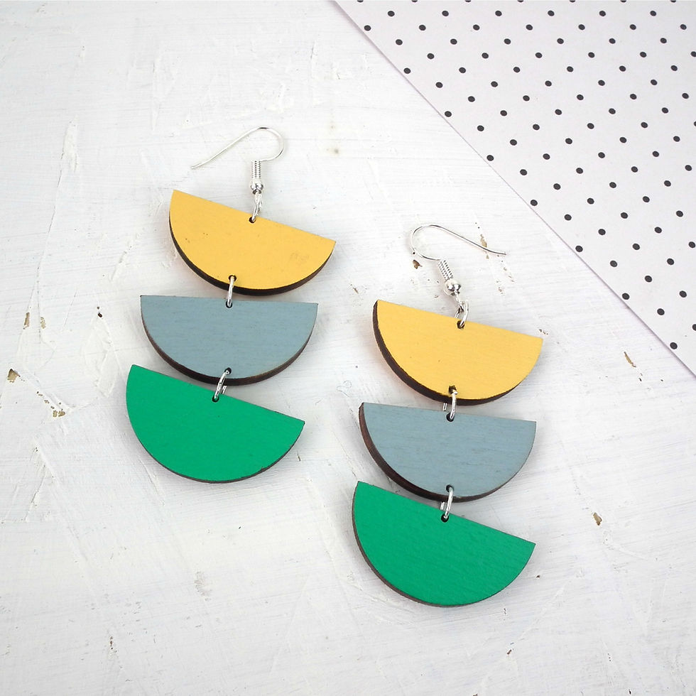 Thumbnail: Geometric Semi Circle Drop Earrings