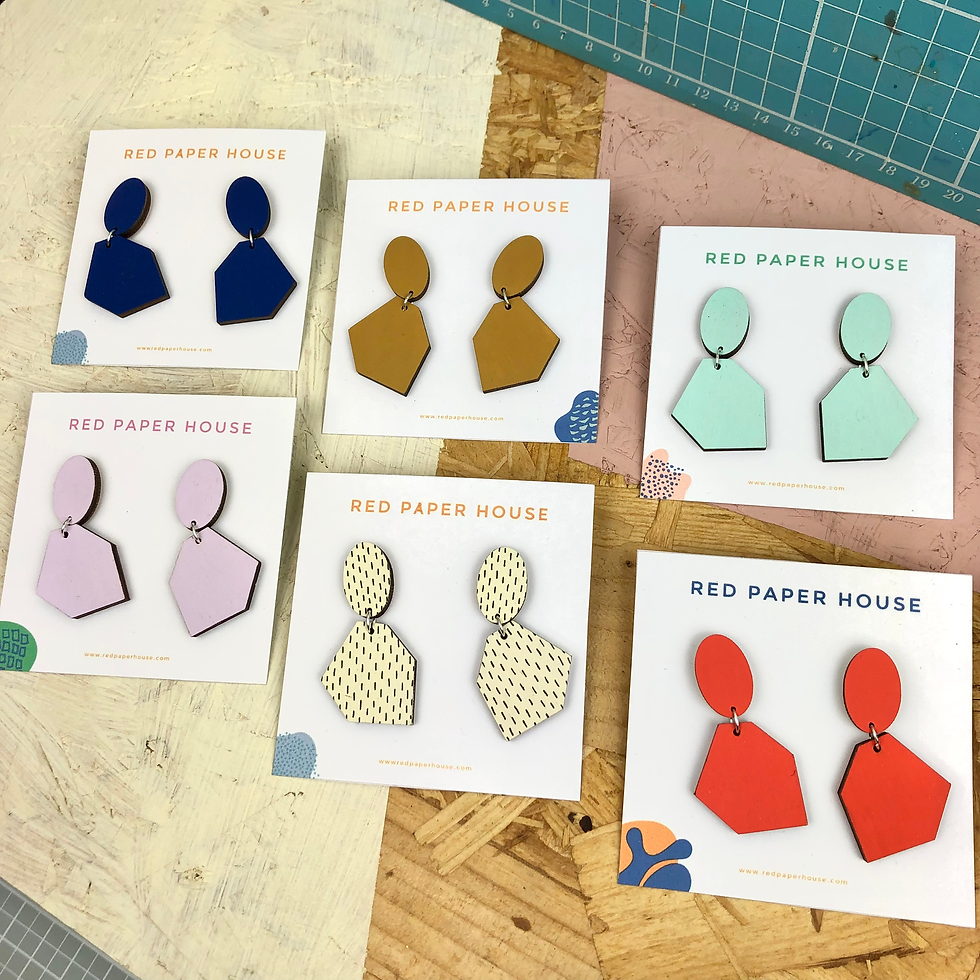 Thumbnail: Block Colour Geometric Statement Earrings