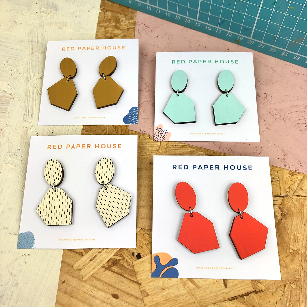 Thumbnail: Block Colour Geometric Statement Earrings