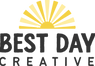 Best Day Creative logo with golden rising sun icon
