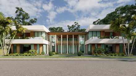 a rendering of a modern house with a lot of windows