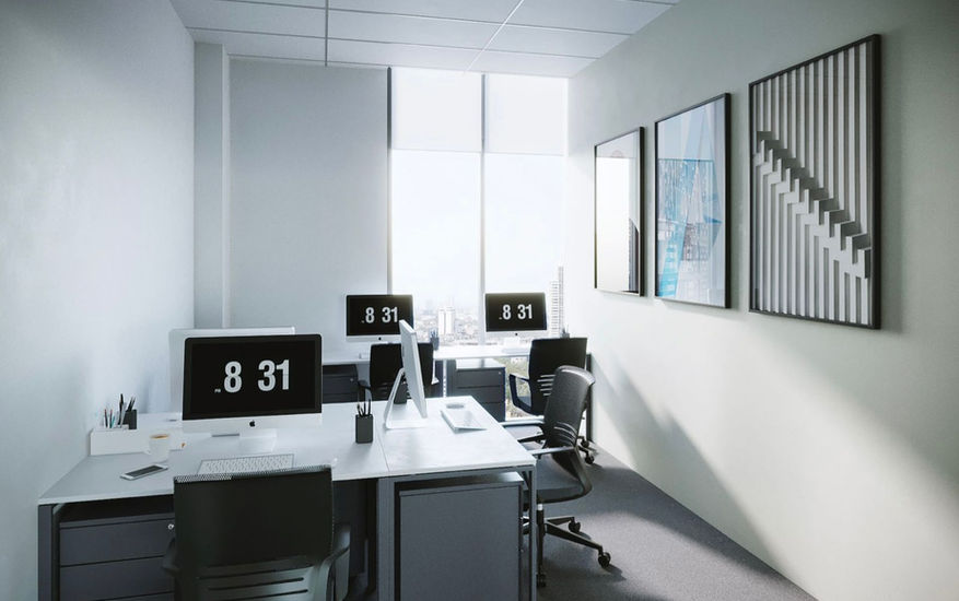a computer monitor in an office