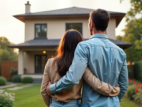 a couple looking at their investment home