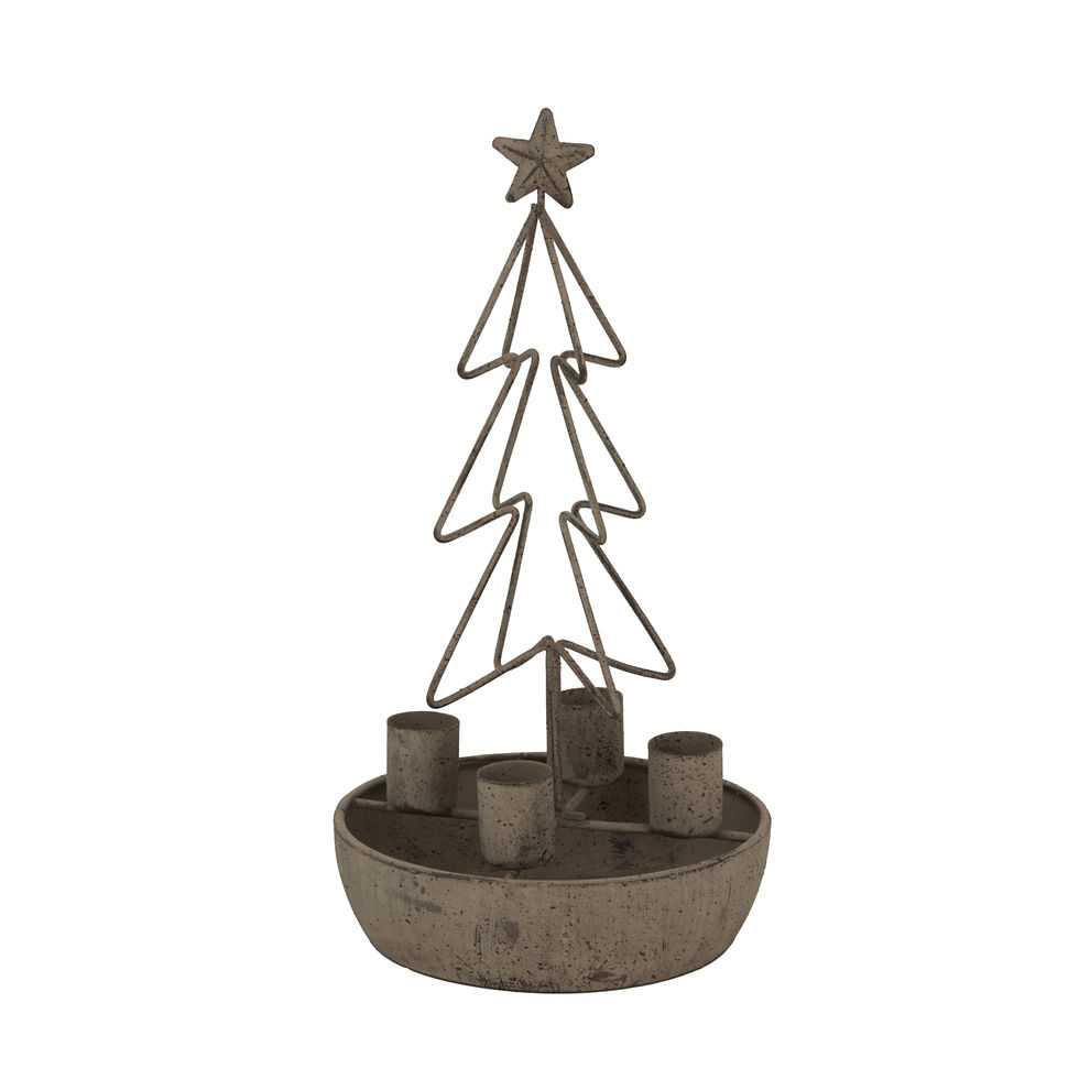Rustic Outline Tree And Star Candle Holders