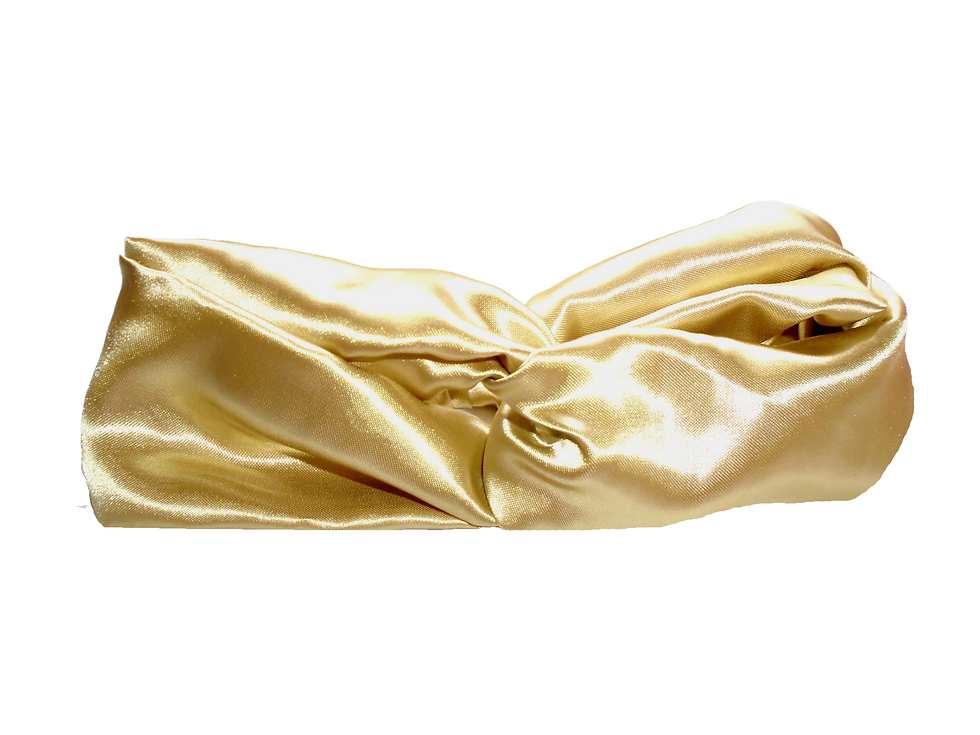 Thumbnail: Light Gold Satin Turban Headband