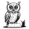 Illustration of owl on top of document