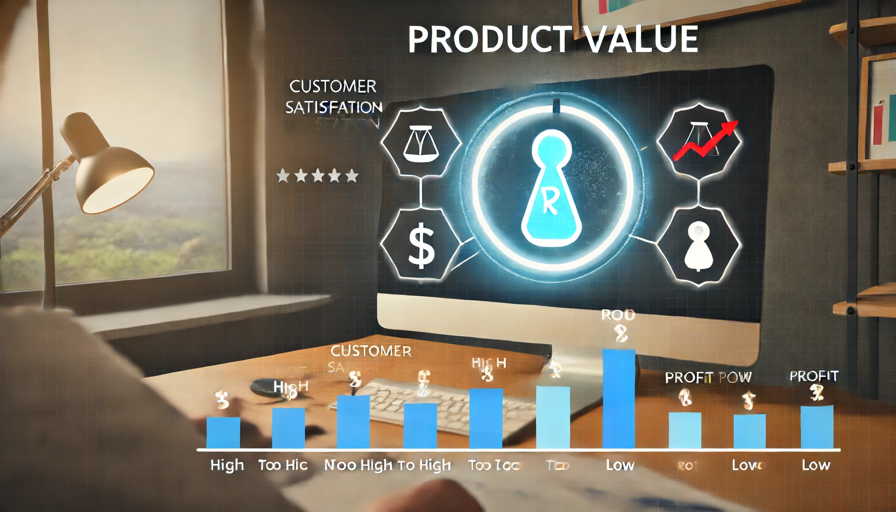 Here are two realistic images depicting the importance of product value in attracting customers, ensuring the value is reasonable to maintain customer interest and profitability. 