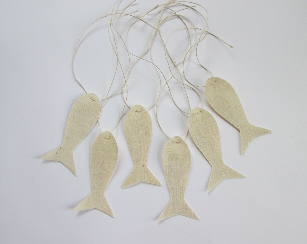 6 étiquettes poisson en tissu