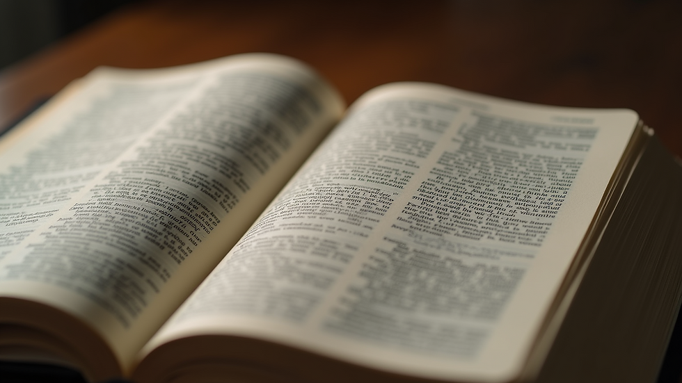 Close-up view of an open Bible with highlighted verses