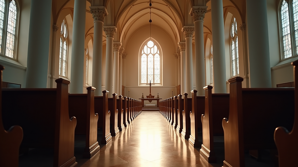 High angle view of a serene church interior