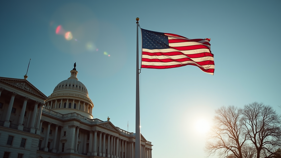 High angle view of the American flag at half-mast