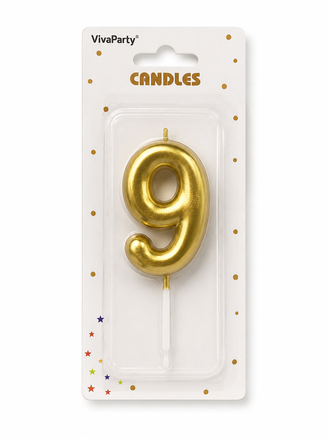 Świeczka prosta złota ”9”