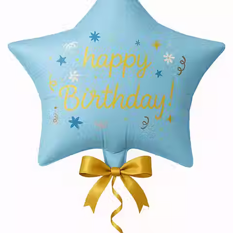 balon foliowy gwiazda happy birthday niebieska złota 45 cm