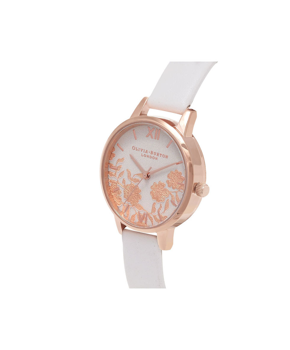 Miniatura: Reloj con correa de color rubor en oro rosa