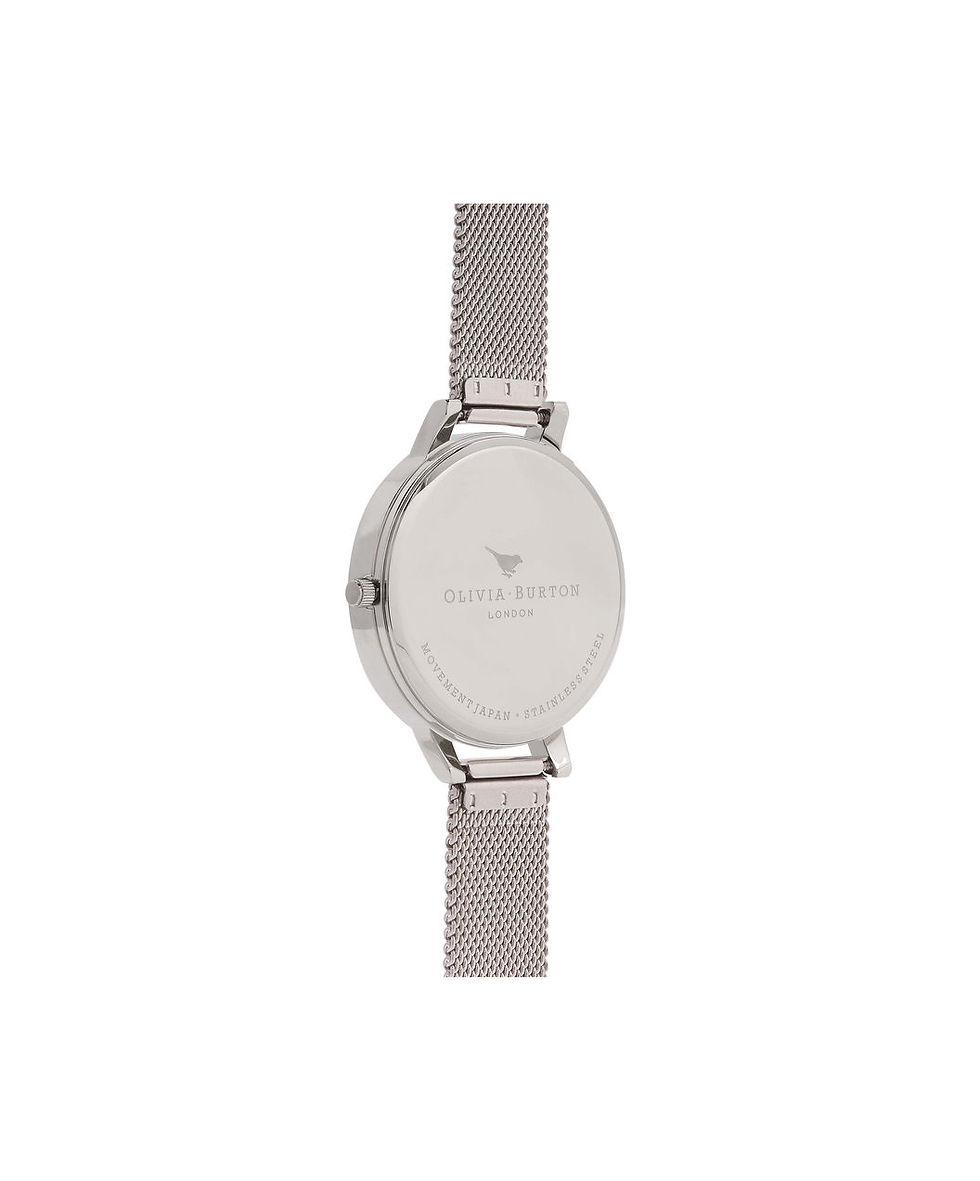Miniaturbild: Reloj con esfera blanca y correa de malla en oro rosa y plata