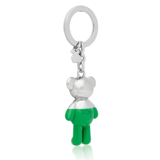 Miniatura: Llavero plateado y verde TOUS Teddy Bear