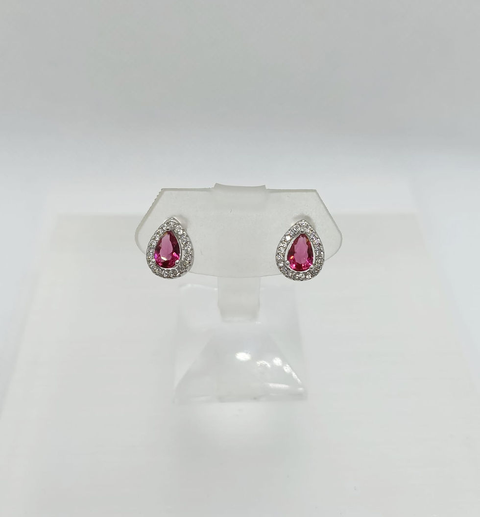 DS Synthetic Ruby Tear Drop Earrings