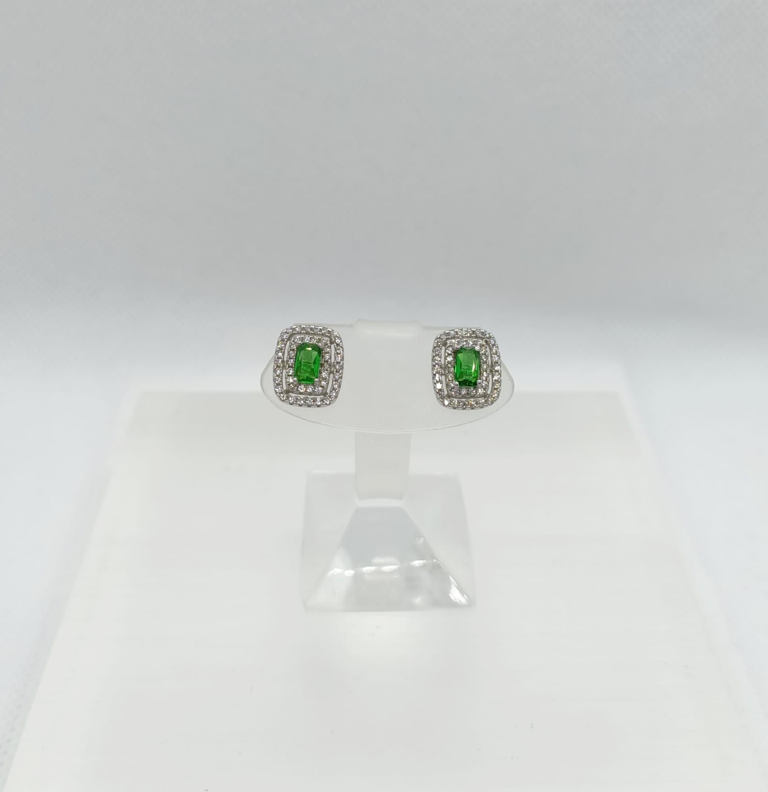 DS Synthetic Emerald Gem Framed Earrings