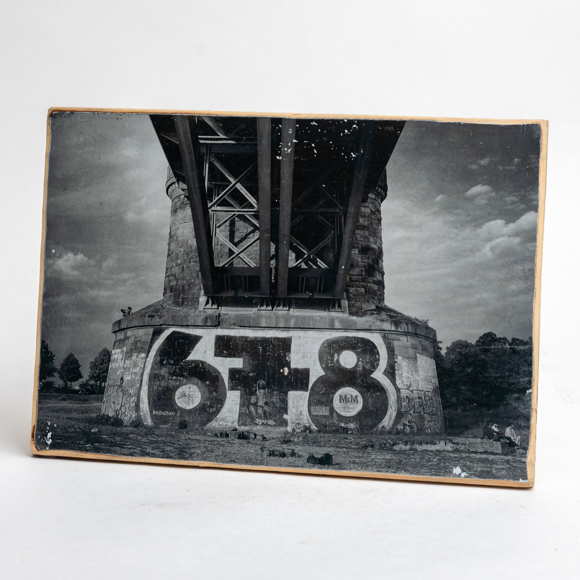 Kopie von Fotokunst auf Weinkisten | Venedig, Pfähle blau weiß gold