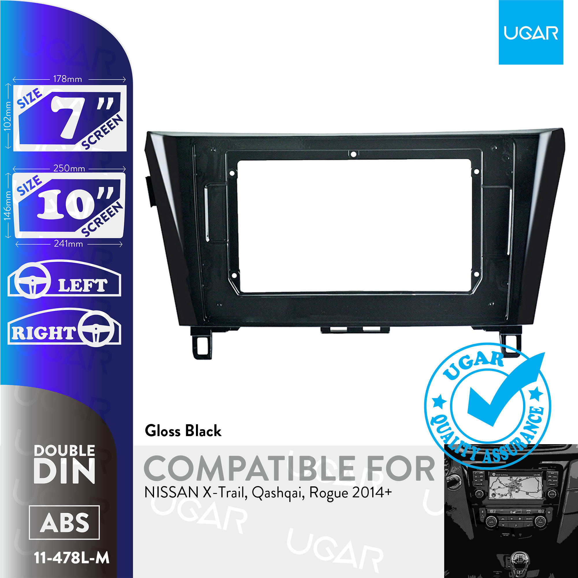 7"/10" Compatible for NISSAN X-Trail, Qashqai, Rogue 2014+