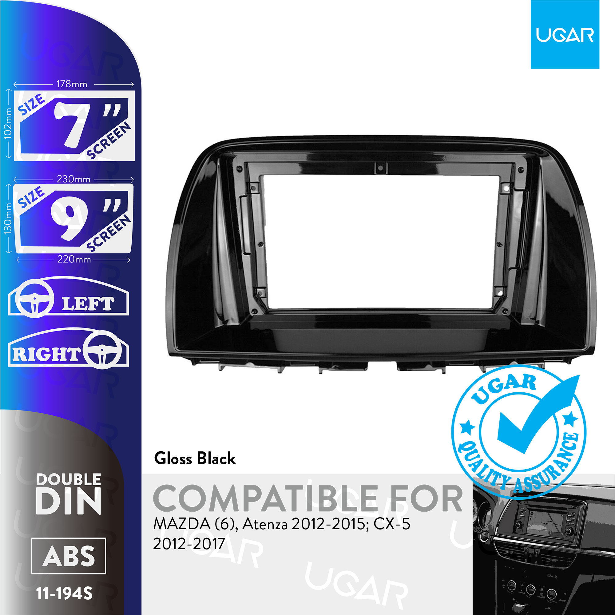 7"/9" Compatible for MAZDA (6), Atenza 2012-2015; CX-5 2012-2017