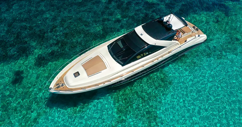 Luxury yacht charter in Sardinia in crystal clear waters near Porto Cervo, Costa Smeralda